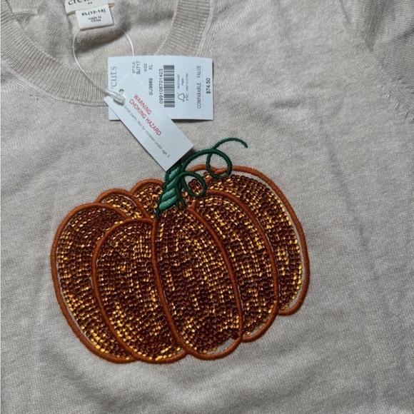 Crewcuts J. Crew Girls' Sequin Pumpkin Teddie (Soft ) Sweater Size XL 12-14 - Picture 2 of 10